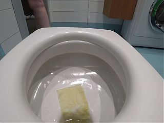 Old hairy pussy pissing in the toilet. Big ass, anal hole and fat wet vagina close-up. Home dirty fetish. Urine. ASMR.